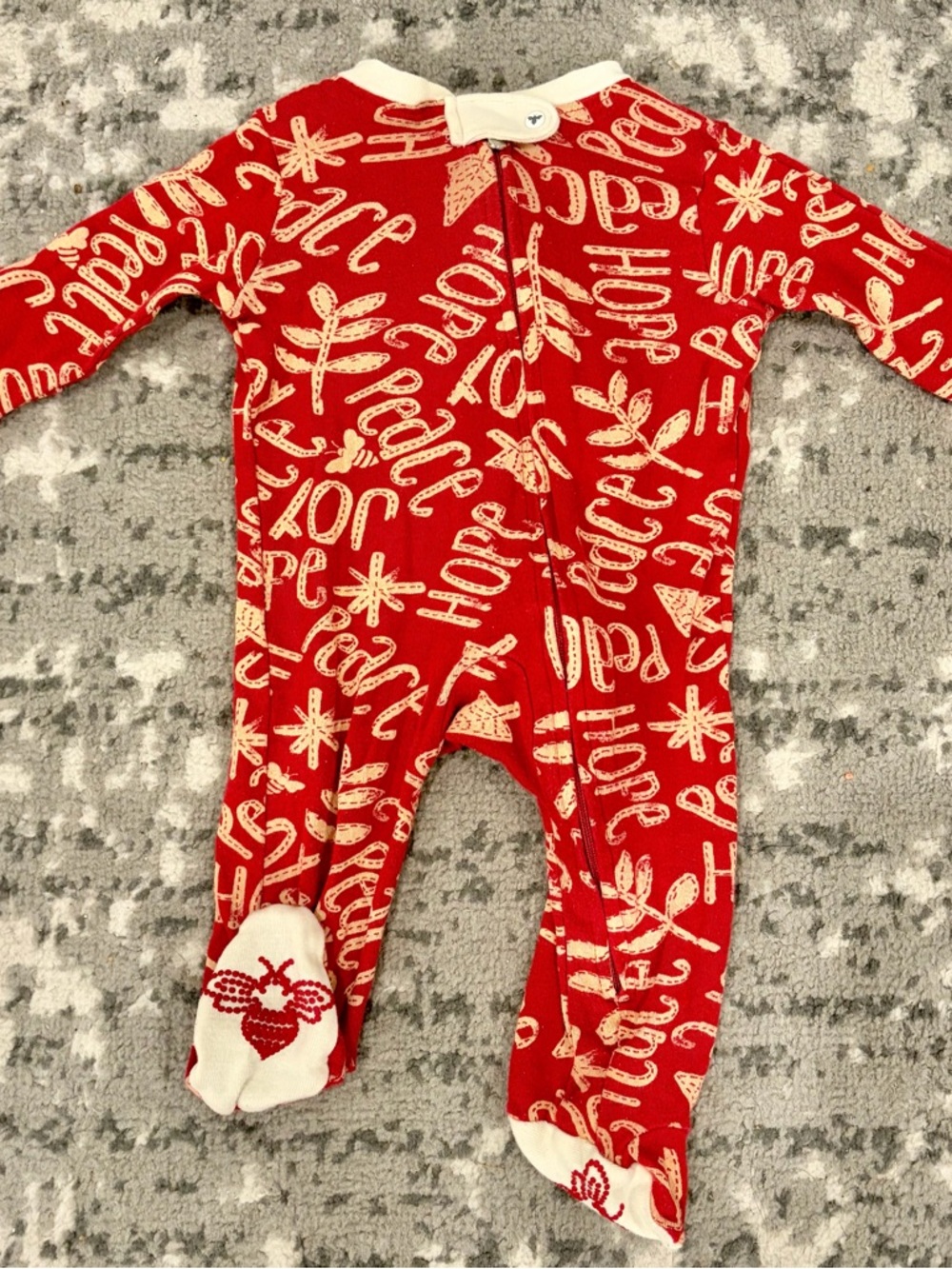 Burts Bees Baby Hope & Peace Holiday Footed One-Piece unisex 0-3 months